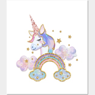 Unicorn Rainbow Glitter Posters and Art